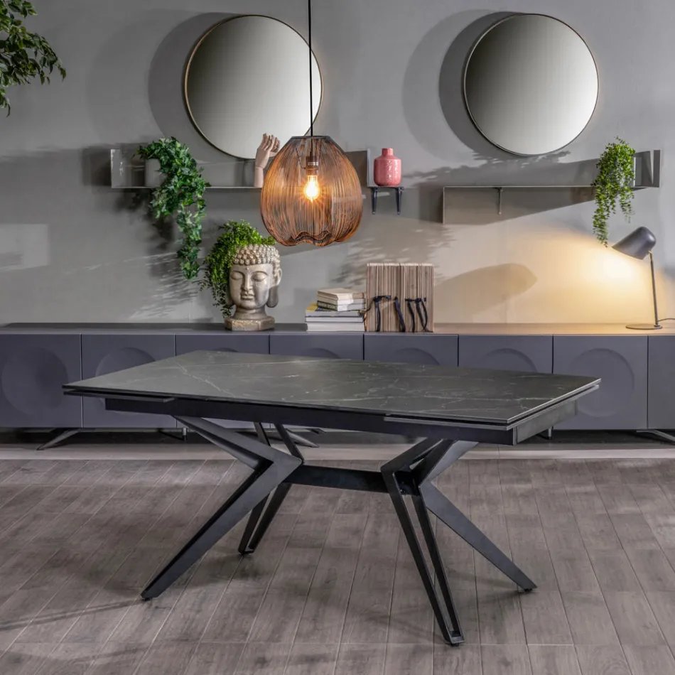 Tavolo Allungabile a 240 cm in Ceramica e Metallo - Bouquet Viadurini