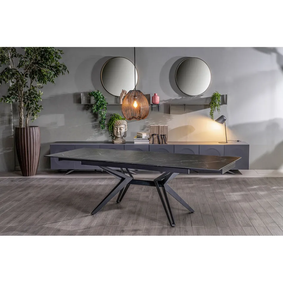 Tavolo Allungabile a 240 cm in Ceramica e Metallo - Bouquet Viadurini