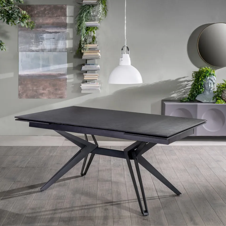 Tavolo Allungabile a 240 cm in Ceramica e Metallo - Bouquet Viadurini