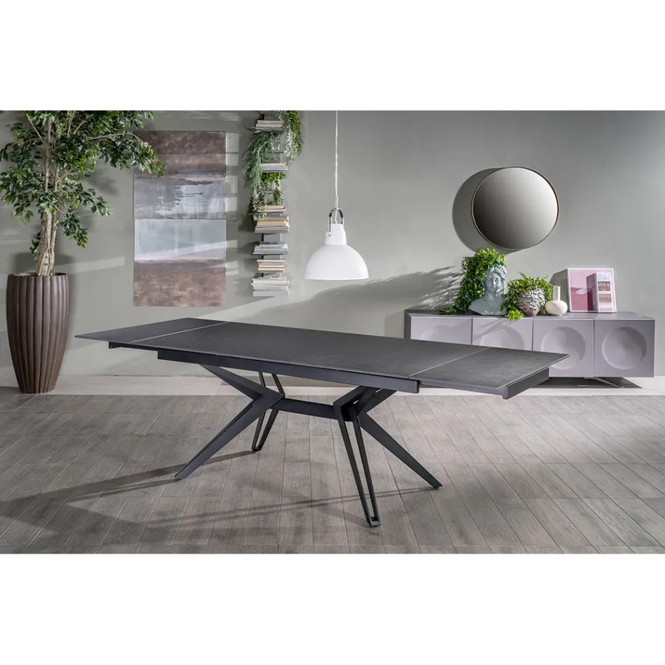 Tavolo Allungabile a 240 cm in Ceramica e Metallo - Bouquet Viadurini