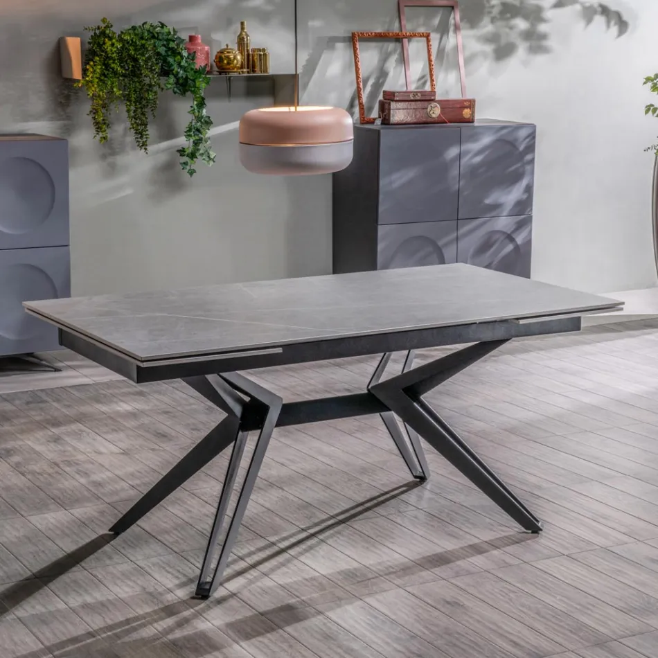 Tavolo Allungabile a 240 cm in Ceramica e Metallo - Bouquet Viadurini
