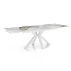 Tavolo Allungabile a 240 cm in Ceramica Finitura Marmo Onice Lucido - Piemonte Viadurini
