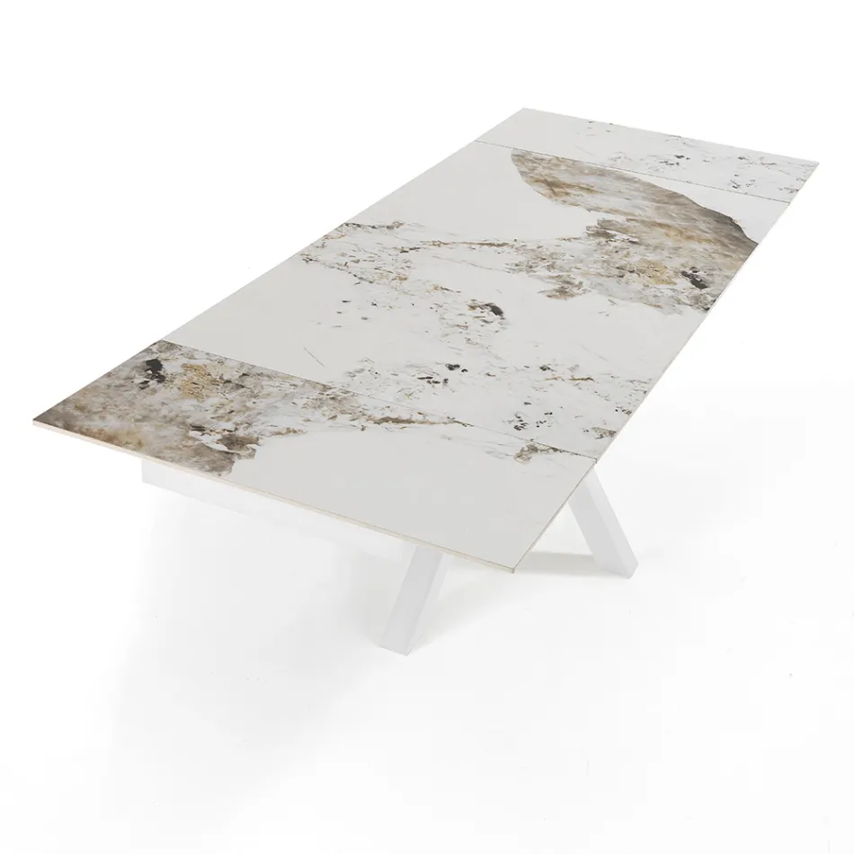 Tavolo Allungabile a 240 cm in Ceramica Finitura Marmo Onice Lucido - Piemonte Viadurini