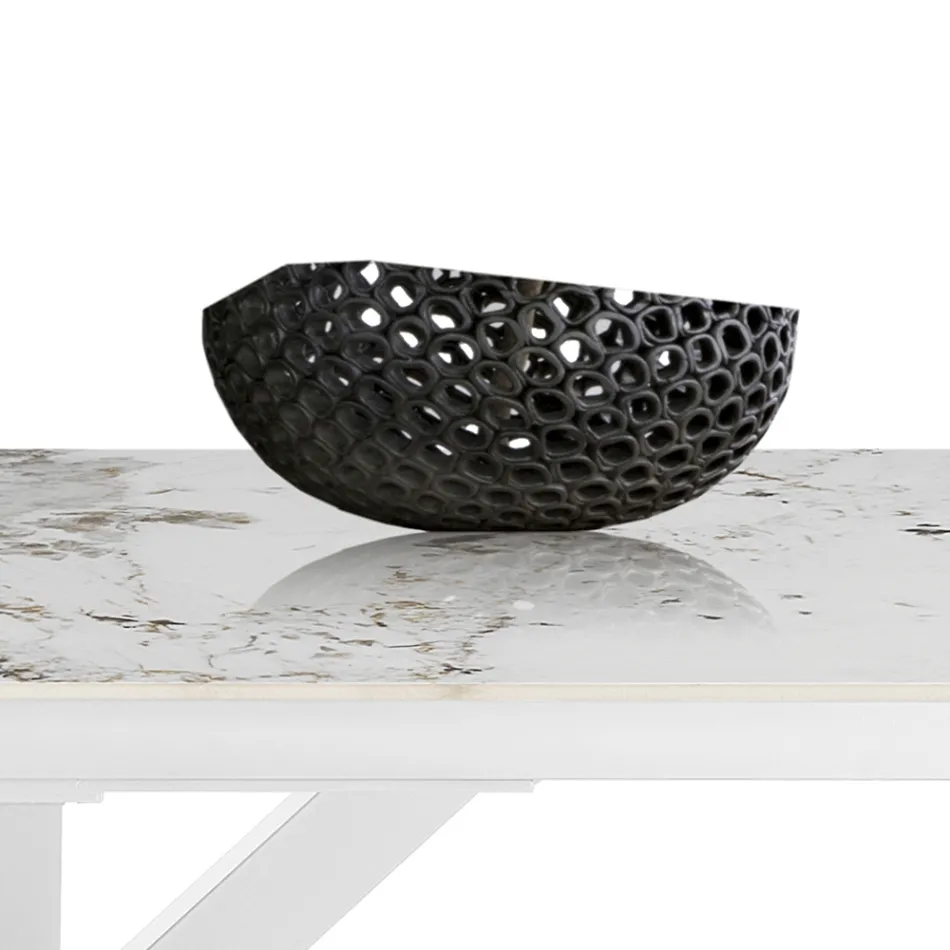 Tavolo Allungabile a 240 cm in Ceramica Finitura Marmo Onice Lucido - Piemonte Viadurini