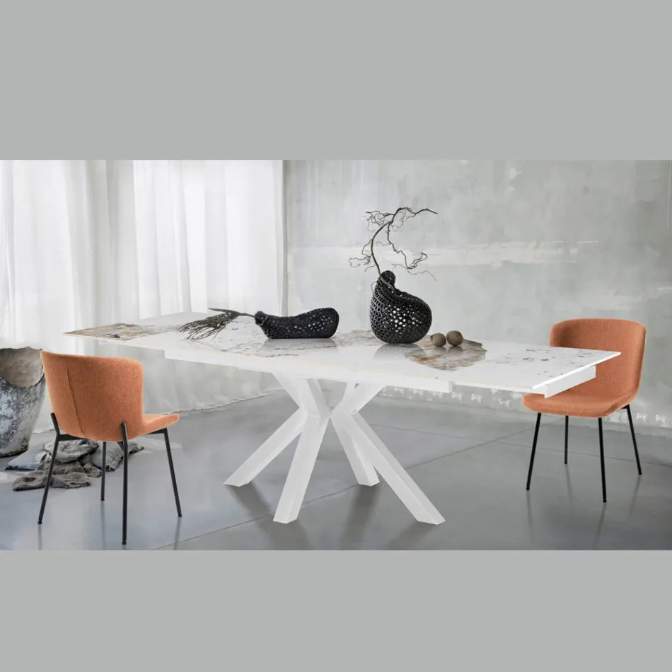 Tavolo Allungabile a 240 cm in Ceramica Finitura Marmo Onice Lucido - Piemonte Viadurini