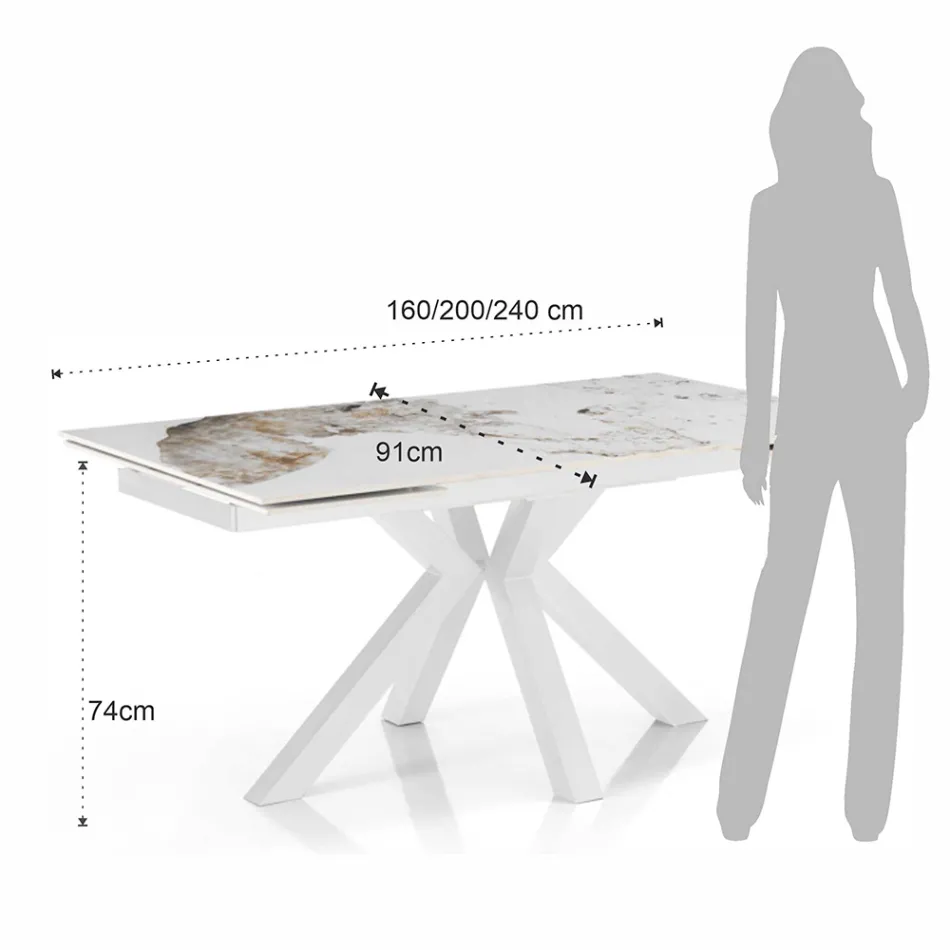 Tavolo Allungabile a 240 cm in Ceramica Finitura Marmo Onice Lucido - Piemonte Viadurini
