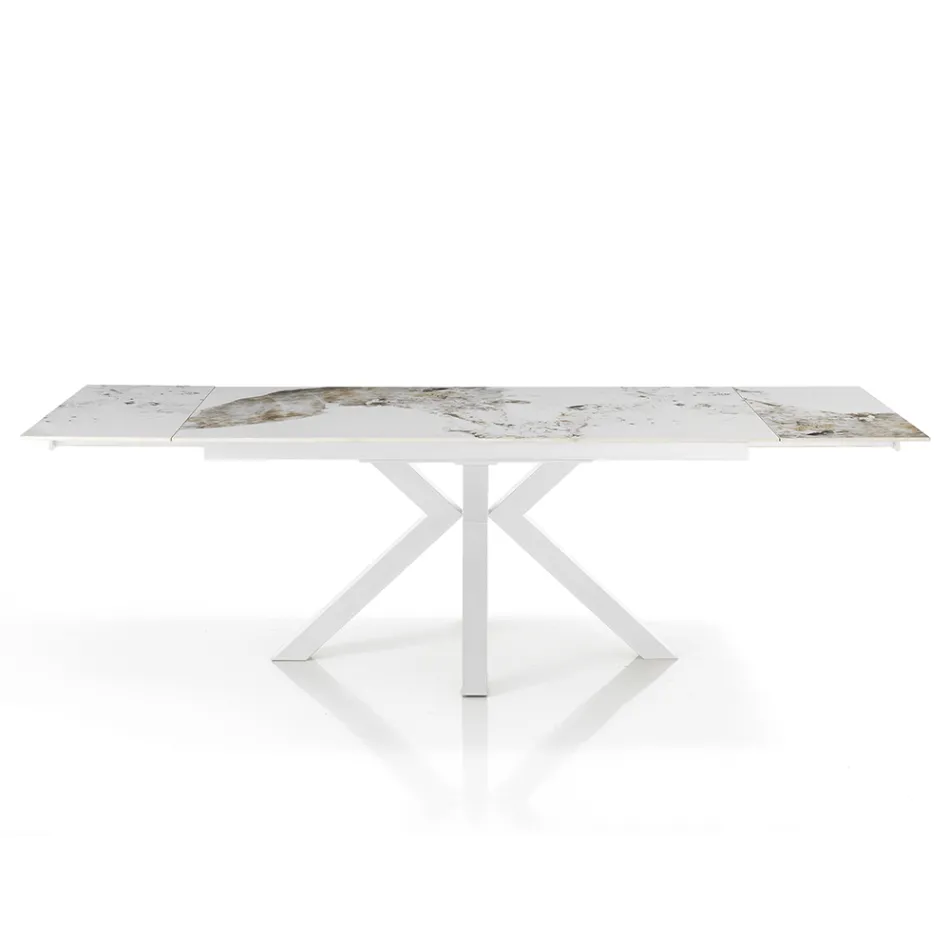 Tavolo Allungabile a 240 cm in Ceramica Finitura Marmo Onice Lucido - Piemonte Viadurini