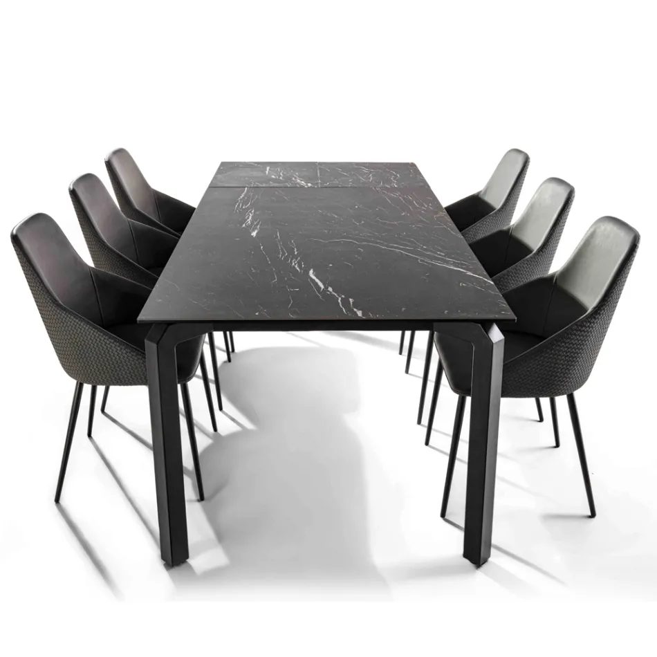 Tavolo Allungabile a 240 cm in Metallo e Piano in Vetro Ceramica - Lumera Viadurini