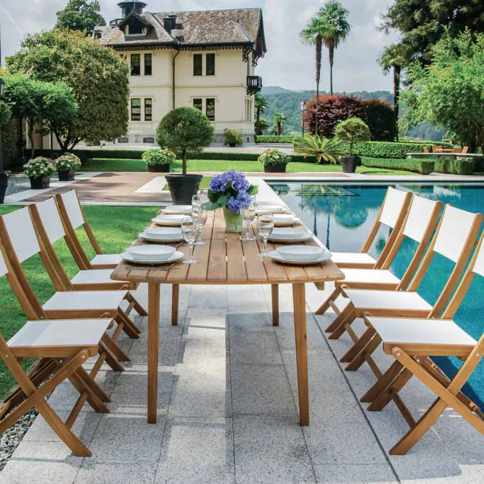 Tavolo Allungabile a 240 cm per il Giardino Realizzato in Legno di Acacia - Sereno Viadurini