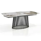 Tavolo Allungabile a 260 cm in Ceramica Finitura Marmo e Metallo - Veneto Viadurini