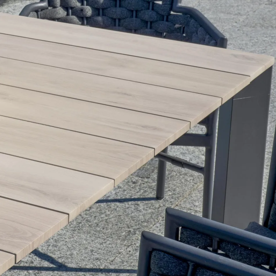 Tavolo Allungabile a 276 cm con in Alluminio Effetto Legno - Ovara Viadurini