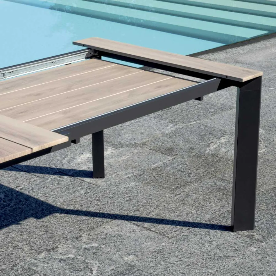 Tavolo Allungabile a 276 cm con in Alluminio Effetto Legno - Ovara Viadurini