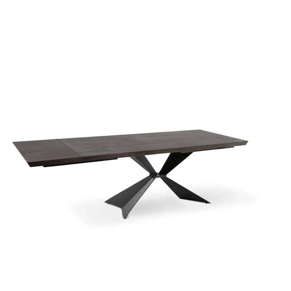 Tavolo Allungabile a 300 cm con Base in Metallo e Piano in Rovere - Marina Viadurini