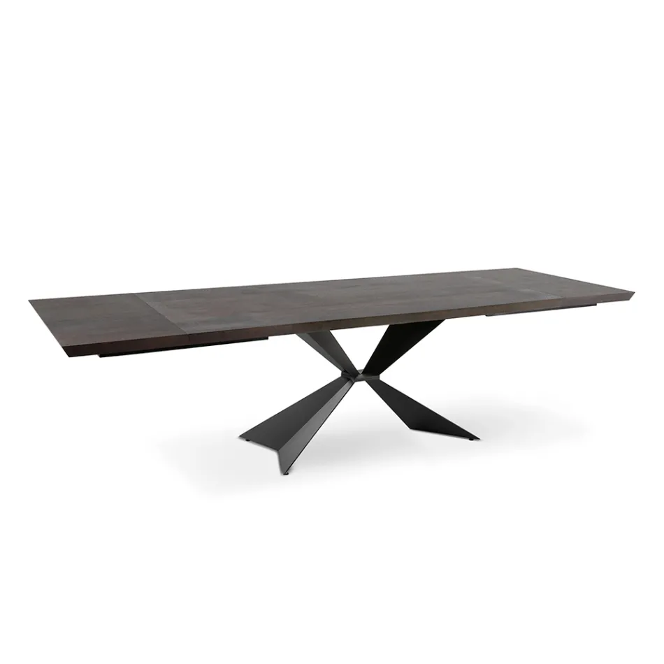 Tavolo Allungabile a 300 cm con Base in Metallo e Piano in Rovere - Marina Viadurini