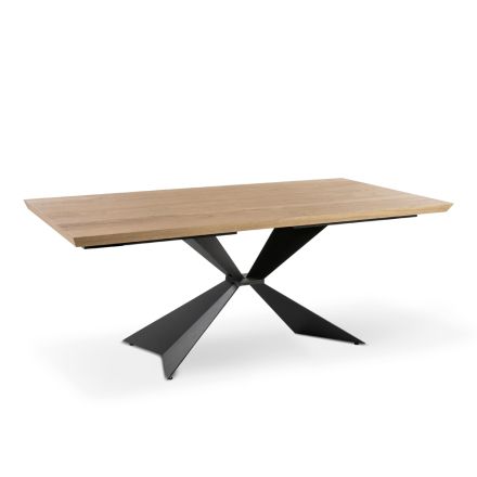 Tavolo Allungabile a 300 cm con Base in Metallo e Piano in Rovere - Marina Viadurini