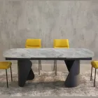 Tavolo Allungabile a 300 cm in Metallo e Piano in Pietra Sinterizzata - Taviria Viadurini