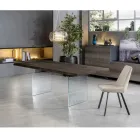 Tavolo Allungabile a 300 cm in Rovere e Base in Vetro Temperato - Nicoall Viadurini