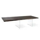 Tavolo Allungabile a 300 cm in Rovere e Base in Vetro Temperato - Nicoall Viadurini