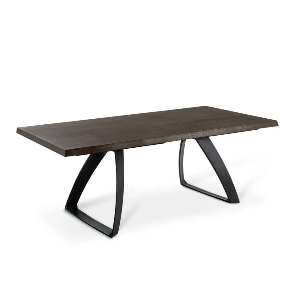 Tavolo Allungabile a 300 cm in Rovere Impiallacciato e Base in Alluminio - Travis Viadurini