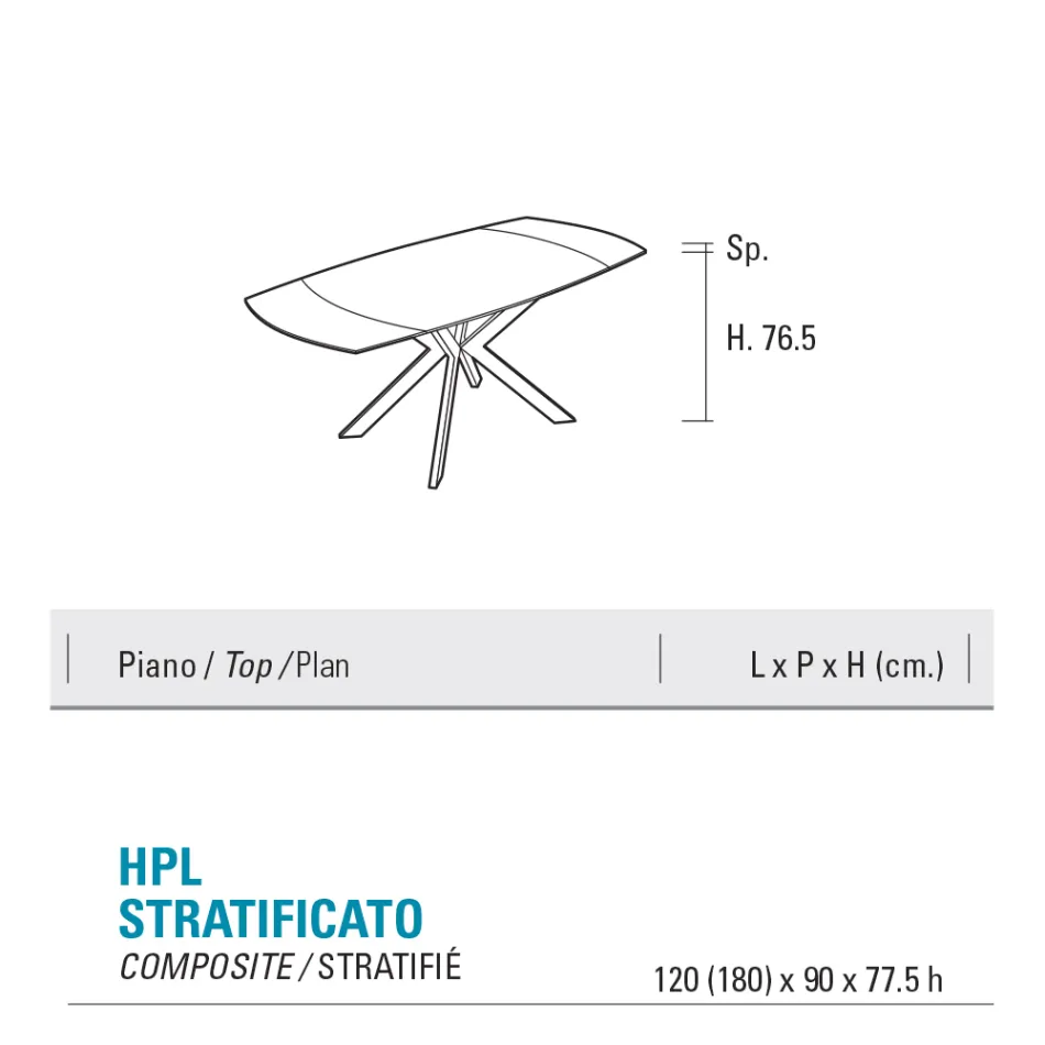 Tavolo Allungabile a Botte in HPL Stratificato di Diverse Finiture - Incontro Viadurini