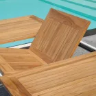 Tavolo Allungabile a Farfalla a 210 cm in Alluminio e Piano in Teak - Incanto Viadurini