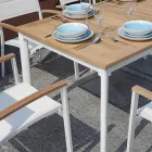 Tavolo Allungabile a Farfalla a 210 cm in Alluminio e Piano in Teak - Incanto Viadurini