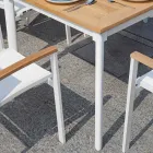 Tavolo Allungabile a Farfalla a 210 cm in Alluminio e Piano in Teak - Incanto Viadurini