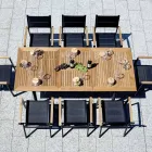 Tavolo Allungabile a Farfalla a 210 cm in Alluminio e Piano in Teak - Incanto Viadurini