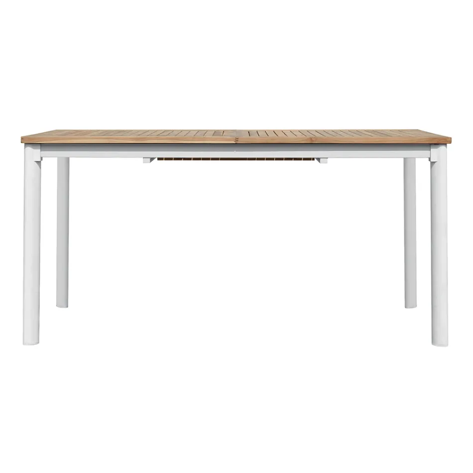 Tavolo Allungabile a Farfalla a 210 cm in Alluminio e Piano in Teak - Incanto Viadurini