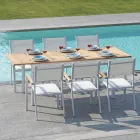 Tavolo Allungabile a Farfalla a 210 cm in Alluminio e Piano in Teak - Incanto Viadurini