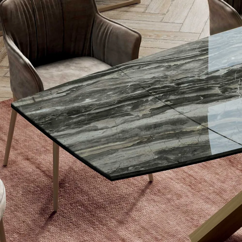 Tavolo Allungabile con Base e Piano in Diverse Finiture Made in Italy - Settimmio Viadurini