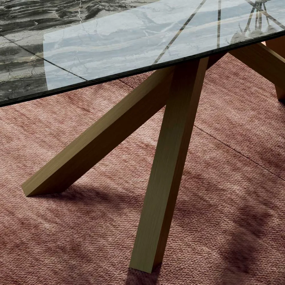 Tavolo Allungabile con Base e Piano in Diverse Finiture Made in Italy - Settimmio Viadurini