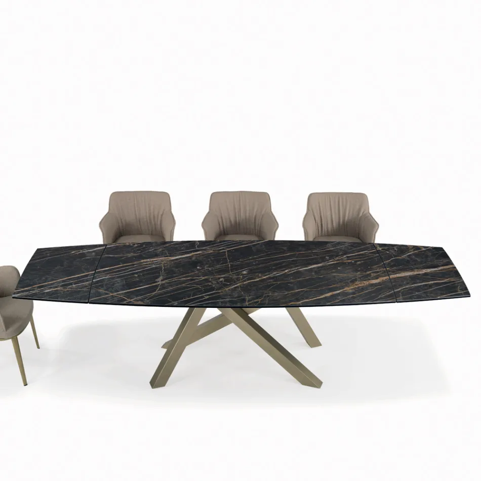 Tavolo Allungabile con Base e Piano in Diverse Finiture Made in Italy - Settimmio Viadurini