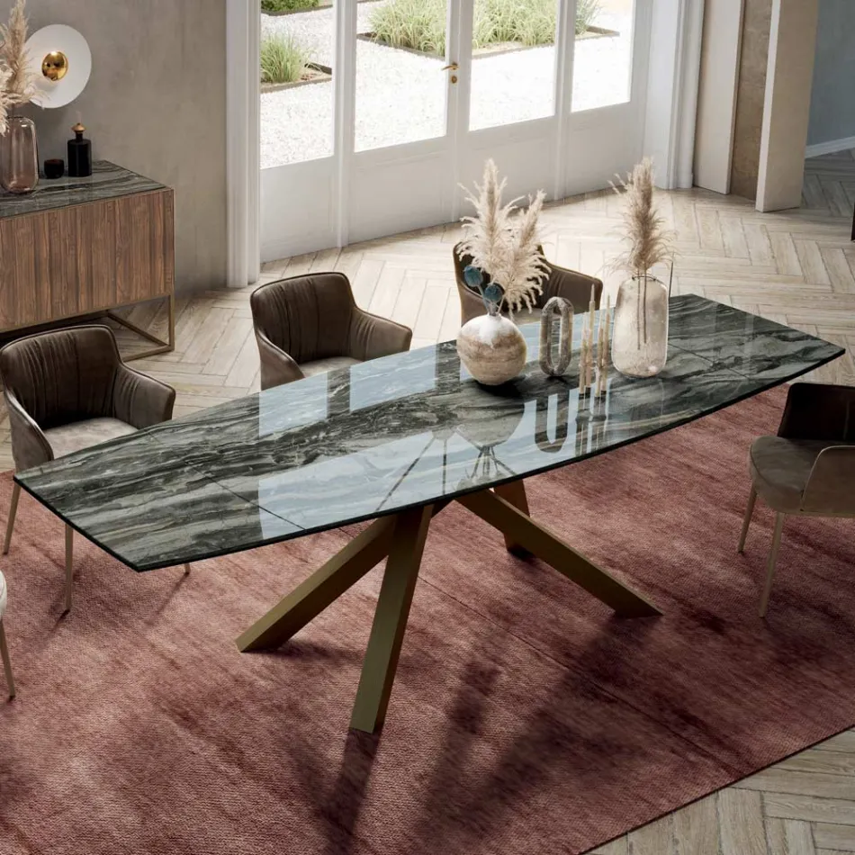Tavolo Allungabile con Base e Piano in Diverse Finiture Made in Italy - Settimmio Viadurini