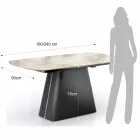 Tavolo Allungabile con Base in Acciaio e Piano in Ceramica Finitura Marmo - Emilia  Viadurini