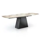 Tavolo Allungabile con Base in Acciaio e Piano in Ceramica Finitura Marmo - Emilia  Viadurini