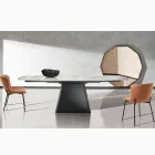 Tavolo Allungabile con Base in Acciaio e Piano in Ceramica Finitura Marmo - Emilia  Viadurini