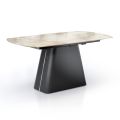 Tavolo Allungabile con Base in Acciaio e Piano in Ceramica Finitura Marmo - Emilia 