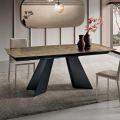 Tavolo Allungabile con Base in Metallo e Piano in Vetro Rigato Made in Italy - Lumo