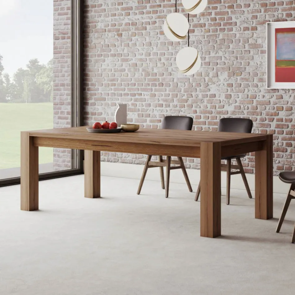 Tavolo Allungabile con Gambe e Piano Impiallacciati Made in Italy - Tash Viadurini
