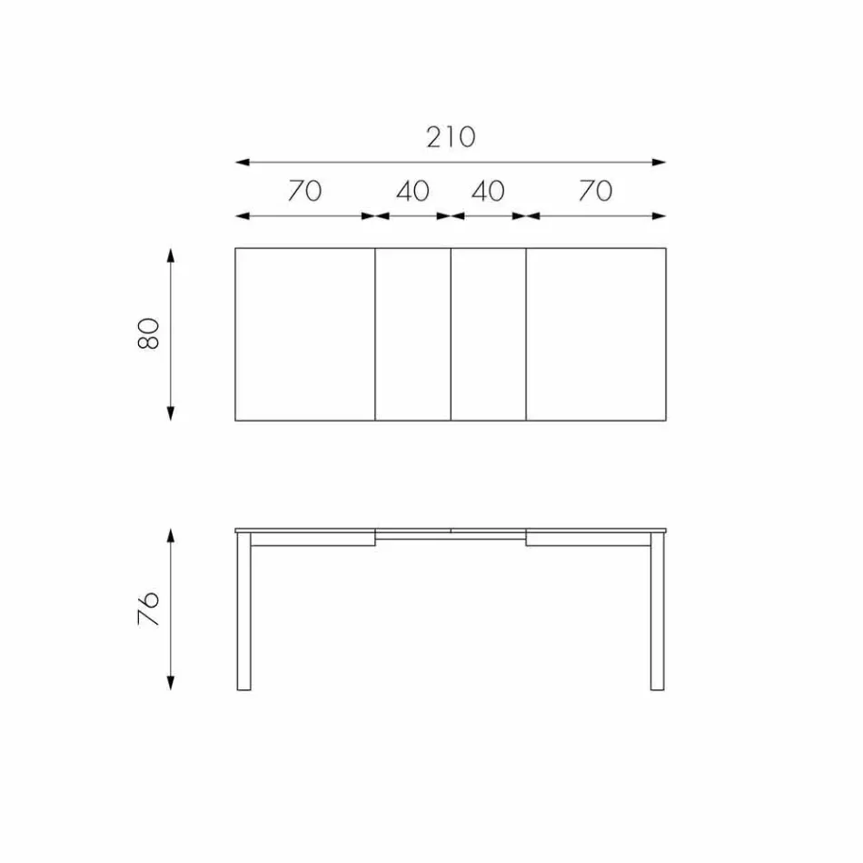 Tavolo allungabile con gambe in legno di faggio,L130/210xP80cm,Denisio Viadurini