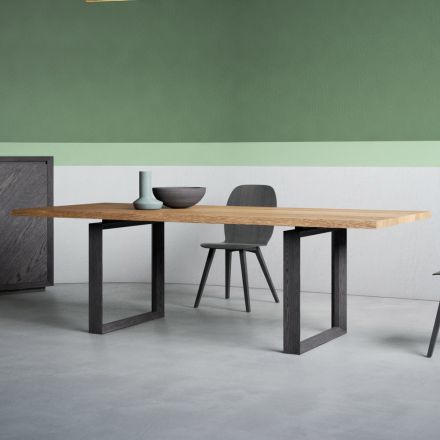 Tavolo Allungabile con Piano e Bordo Scortecciato Made in Italy - Aravis Viadurini