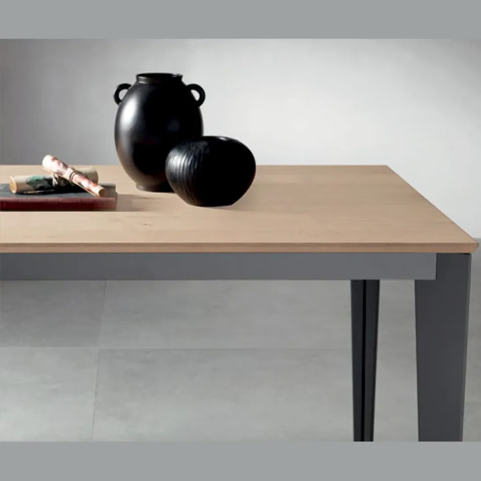 Tavolo Allungabile con Piano Impiallacciato Rovere Naturale - Anice Viadurini