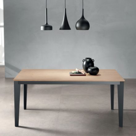 Tavolo Allungabile con Piano Impiallacciato Rovere Naturale - Anice Viadurini