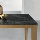 Tavolo Allungabile con Piano in Laminato Effetto Marmo Dark - Anice Viadurini