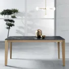 Tavolo Allungabile con Piano in Laminato Effetto Marmo Dark - Anice Viadurini