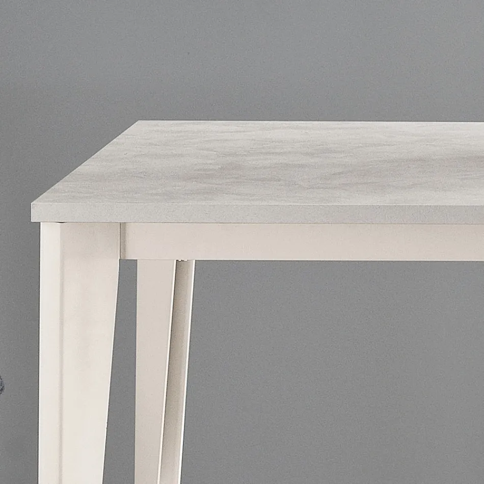 Tavolo Allungabile con Piano in Melaminico Cemento Bianco Ghiaccio - Ariel Viadurini