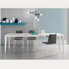 Tavolo Allungabile con Piano in Melaminico Cemento Bianco Ghiaccio - Ariel Viadurini