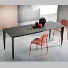 Tavolo Allungabile con Piano in Melaminico Marmo e Gambe Antracite - Ariel Viadurini