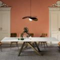 Tavolo Allungabile con Piano in Vetro Bianco Opaco Made in Italy - Settimmio 